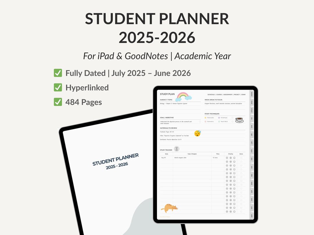 2025 2026 Student Digital Planner for Ipad, Academic Planner for ...