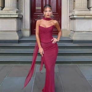 Elegant Ruched Maxi Dress - Evening Gown for Prom, Wedding, Formal Event