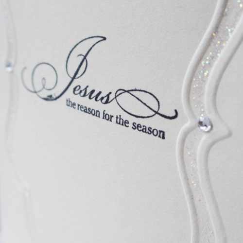 Christmas Card, Embossed Card, Glitter, Religious Card, Merry Christmas Card