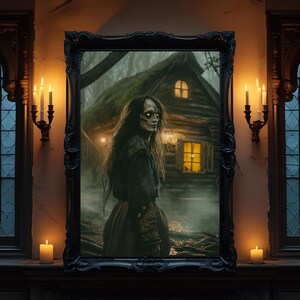 Witch in the Woods Poster – Slavic Folklore Gothic Wall Art | Dark Witch Printable Decor | Horror Forest Witchcore Download JPG PDF