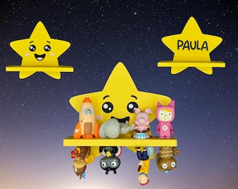 Magnetic Tonie Shelf Star – cute design with face | customizable & space-saving for 8–10 Tonies