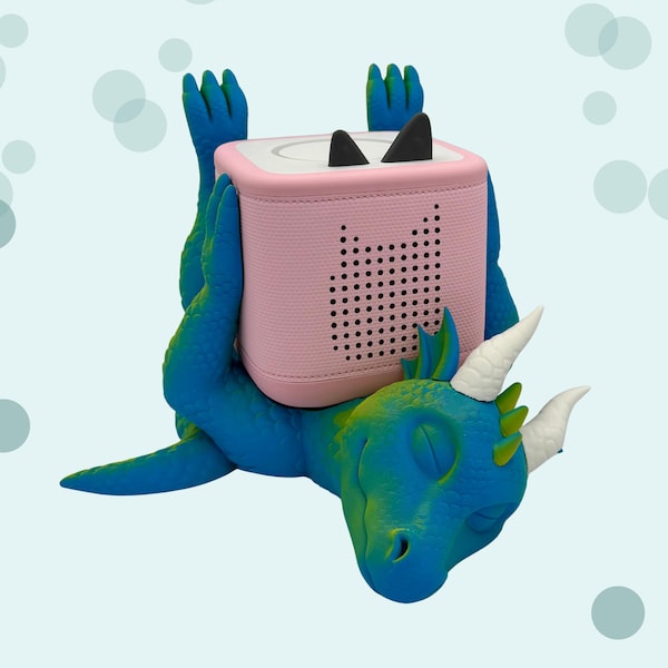 Sleepy Dragon Toniebox Holder | Toniebox 1 & 2 Holder with Charging Function | Cute Toniebox Stand | Adorable Children's Room Decor