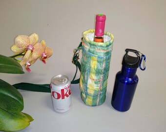 Water Bottle holder- cloth, insulated and embroidered