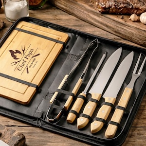 Conjunto de churrasco personalizado para o papai, utensílios de churrasco para o papai, presente personalizado para o papai, Dia dos Pais, aniversário do papai, presente para churrasco do papai