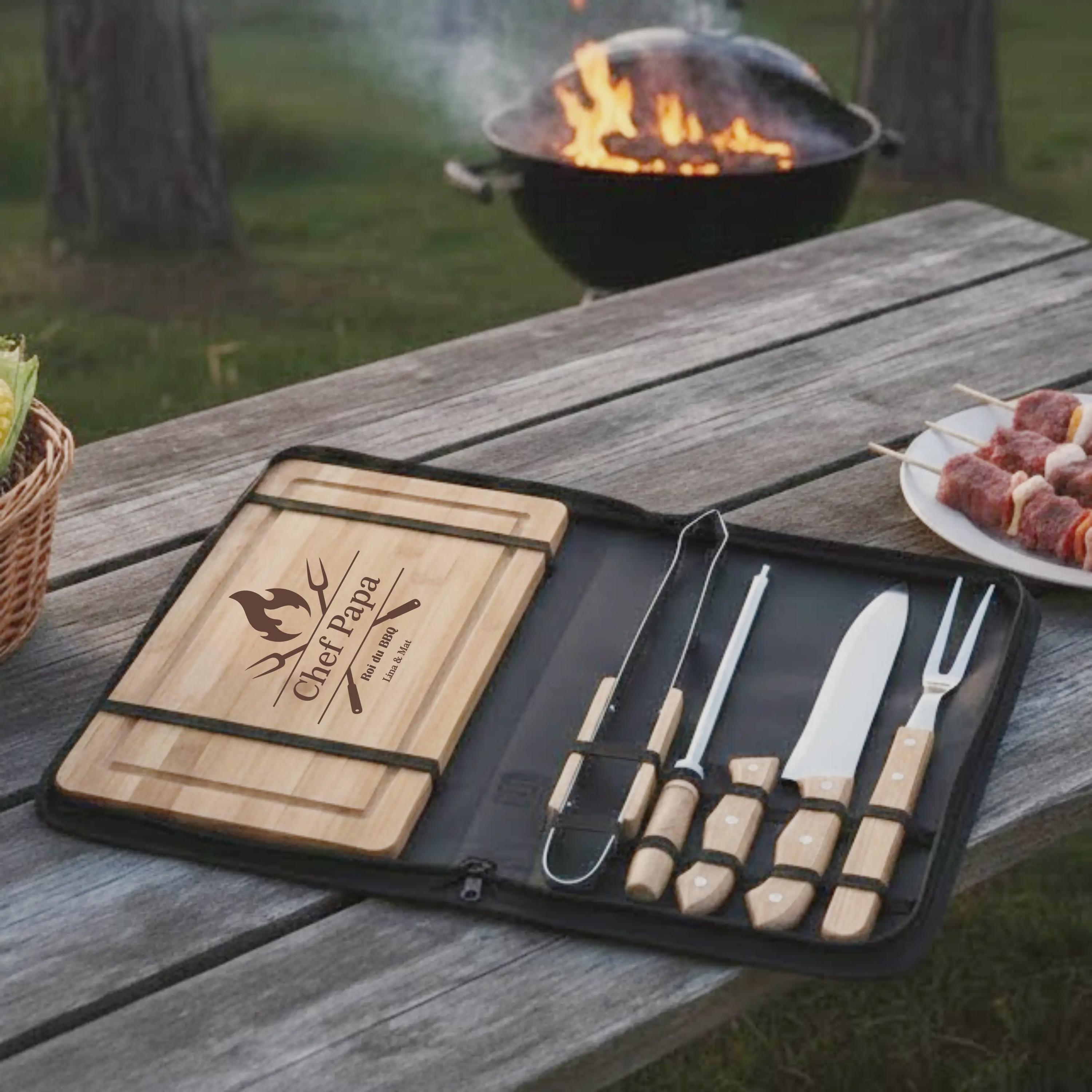 Planche à Découper Bambou Gravée 'Roi Du Barbecue' – Cadeau Pour Homme, Papa, Grand-père – 30x20 Cm