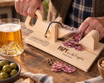 Trancheuse saucisson personnalisé papi, cadeau apéro papi, cadeau fête des grands pères, cadeai anniversaire papi, apéro papy personnalisé