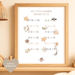 Ocean Themed Educational Posters Counting 1-10 | Printable Learning Prints for Ages 3–6 | Homeschool & Classroom Decor | Preschool to KS1 |