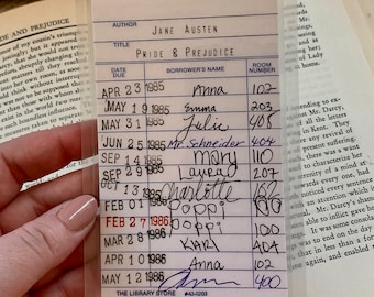 Library due date card bookmark, Pride & prejudice, laminated bookmark, book gift, dark academia, academia, reader gift, unique bookmark