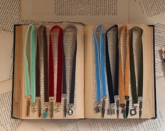 Velvet ribbon bookmark with charms, velvet bookmark, reader gift, bookworm gift, cute bookmark, 12” bookmark, book gift, 3/8 ribbon bookmark