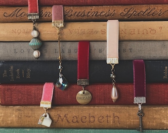 Velvet ribbon bookmark with charms, velvet bookmark, reader gift, bookworm gift, cute bookmark, 12” bookmark, book gift, 3/8 ribbon bookmark