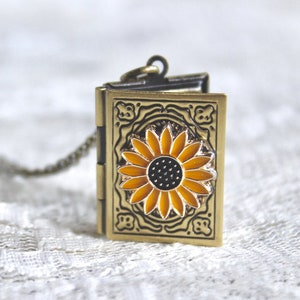 Ukrainian Donation Listing: Sunflower locket necklace, boho chic jewelry, Sunny Days Ahead