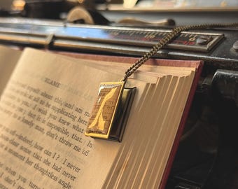 Library due date locket necklace, book lover gift, literary gift, dark academia locket, book jewelry, book necklace