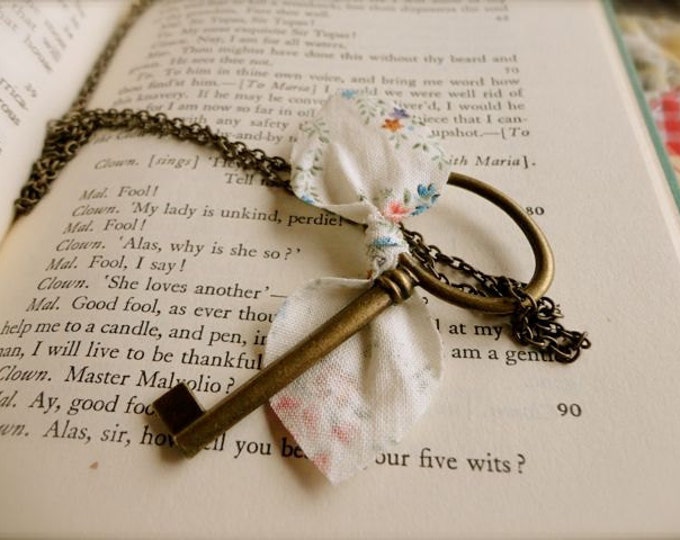 The Secret Garden Key Skeleton Key and Floral Fabric Long Etsy