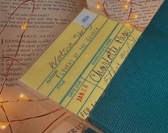 Flowers of the Garden, retro yellow library due date card bookmark, laminated bookmark, book gift, dark academia, academia, reader gift