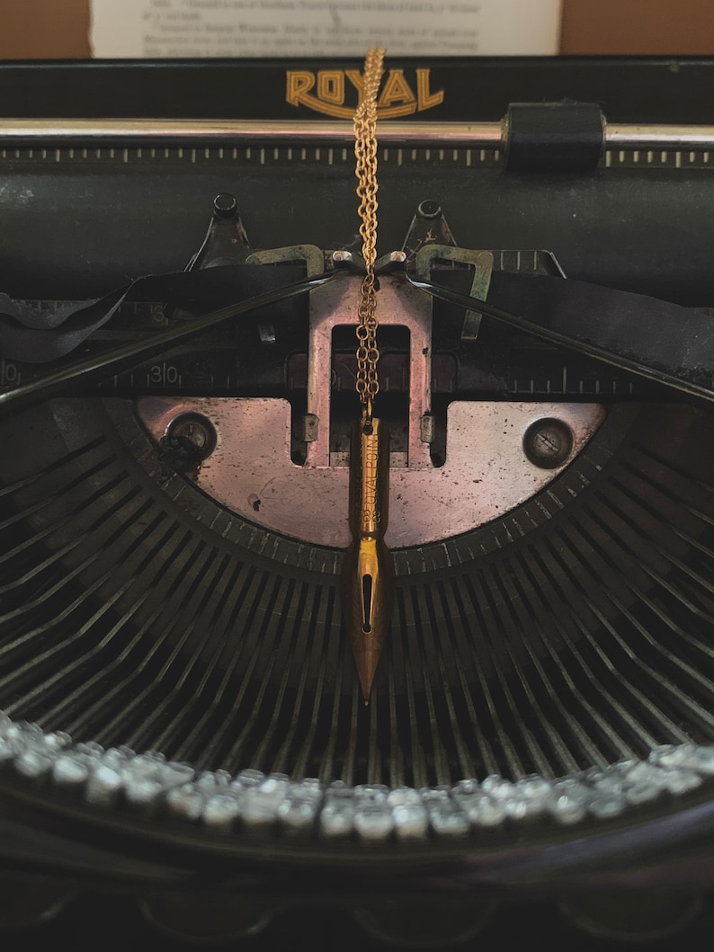 Buy Gold Plated Vintage Fountain Pen Necklace, Pen Nib Necklace