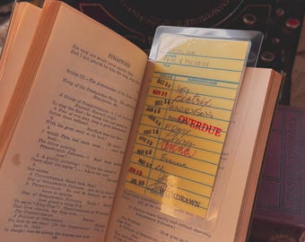 Yellow library due date card bookmark, Pride & prejudice, laminated bookmark, book gift, dark academia, academia, reader gift