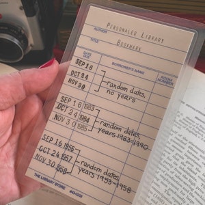 Custom Laminated Bookmark with Personalized Names and Dates, Vintage Library Card Style, Unique Gift for Readers and Book Collectors