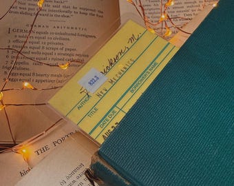 New Mechanics retro yellow library due date card bookmark, laminated bookmark, book gift, dark academia, academia, reader gift