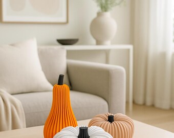 3MF file for a set of 3 Halloween decorative pumpkins - 3D printed - tea light compatible - PLA print autumn decoration - 3D print file