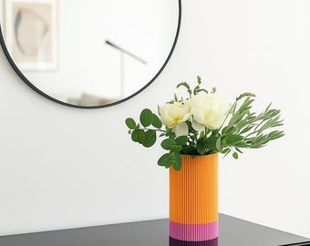 STL 3MF-bestand ontwerp vaas recht neon - STL-bestand voor 3D-printen // moderne spiraalvaas