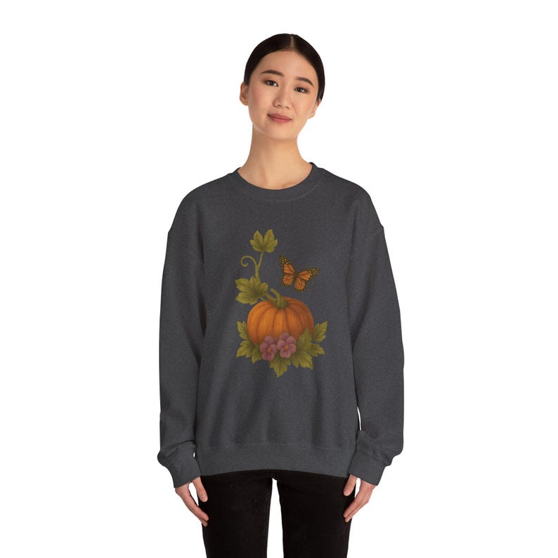 Herbstliches Kürbis-Sweatshirt mit Rundhalsausschnitt – Gemütlicher Herbstpullover, Unisex-Fleeceoberteil, Herbst-Style, perfekt für Halloween und Thanksgiving Bild 8