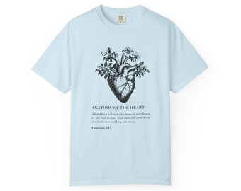 T-shirt anatomique Heart Comfort Colors®, t-shirt Christian Anatomy of the Heart verset biblique, Christ dans votre cœur, t-shirt Faith, t-shirt chrétien