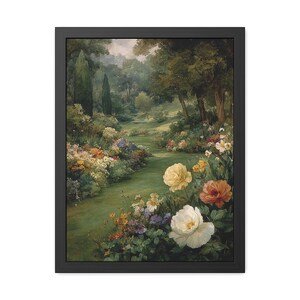 Romantic Garden Framed Posters, Vintage Watercolour Style Botanical Wall Art, Framed Floral Art Print, Gift for Nature Lovers,