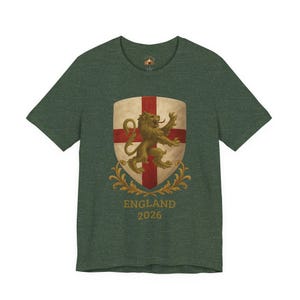 St Georges Cross & Lion T Shirt, English Heritage Unisex Tee, English Patriots T Shirt, Vintage Style St Georges Cross Shield Graphic Tee