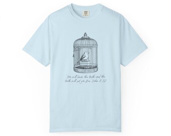 vintage Bird Truth Will Set You Free Comfort Colors®, chemise John 8:32, t-shirt vintage Bird Christian Ecriture