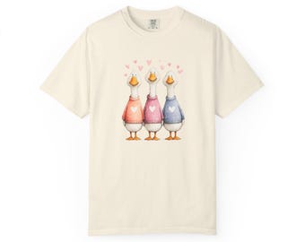 Jolie chemise oie Saint-Valentin, T-shirt trois oies Saint-Valentin Comfort Colors®, chemise oie rigolote, T-shirt Saint-Valentin, cadeau pour amoureux d'oie