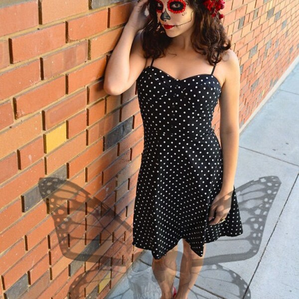 Day of the Dead Crown - Dia de los Muertos Red Wisteria Crown of flowers with Hawkmoth skull Butterfly Headband Headdress Fascintor