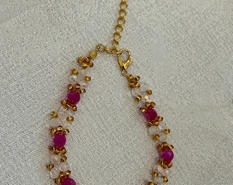 bracelet et boucles d'oreilles en perles de verre
