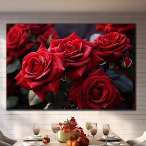 Red Rose Wall Decor, Red Rose Glass Wall Art, Natural And Vivid Wall Decor, Flowers Decor Wall Art, Glass Room Decor, Large Wall Art