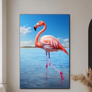 Flamingo Glass Wall Art, Tempered Glass Wall Art, Animal Glass Print, High Quality, Glass Wall Decor, Extra Large Wall Art, Wall Hangings