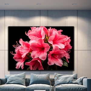 Pink Azalea Flower, Pink Flowers Wall Art, Azalea Wall Decor, Pink Flower Botanical Wall Art, Tempered Glass Art, Glass Wall Art, Home Decor