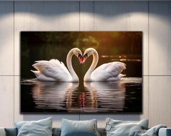 White Swan Wall Art, Swan Glass Art, Swan Glass Print, Romantic Nature Scenery, Tempered Glass Art, Custom Glass Art, Housewarming Gift
