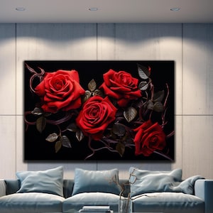 Red Rose Wall Decor, Red Rose Glass Wall Art, Natural And Vivid Wall Decor, Flowers Decor Wall Art, Glass Room Decor, Custom Glass Art