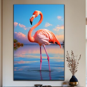 Flamingo Glass Wall Art, Tempered Glass Wall Art, Animal Glass Print, High Quality, Glass Wall Decor, Extra Large Wall Art, Home Decor