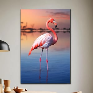 Flamingo Glass Wall Art, Tempered Glass Wall Art, Animal Glass Print, High Quality, Glass Wall Decor, Large  Glass Wall Art, Wall Hangings
