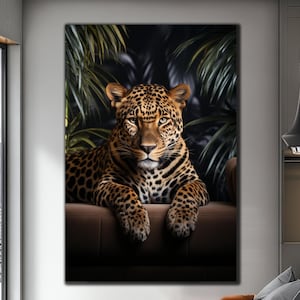Leopard Wall Decor, Leopard Wall Art, Animal Portrait, Leopard Decoration, Tempered Glass, Animal Wall Decor, Large Wall Art, Home Decor