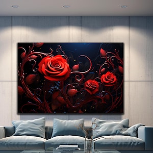 Red Rose Tempered Glass Wall Art, Natural and Vivid Wall Decor, Modern Wall Art, Extra Large Wall Art, Glass Room Decor