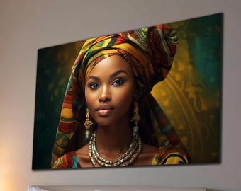 Arte en vidrio de mujeres africanas, arte colorido de mujeres africanas, arte mural de moda femenina, arte africano, arte en vidrio templado, arte mural grande, tapices