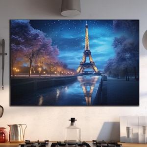 Eiffel Tower Wall Art-Eiffel Tower Print-Vivid Colors-Eiffel Tower Wall Decor-Paris Wall Decor-Custom Glass Art-Wall Hangings