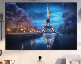 Eiffel Tower Glass Wall Art: Vivid Paris Decor