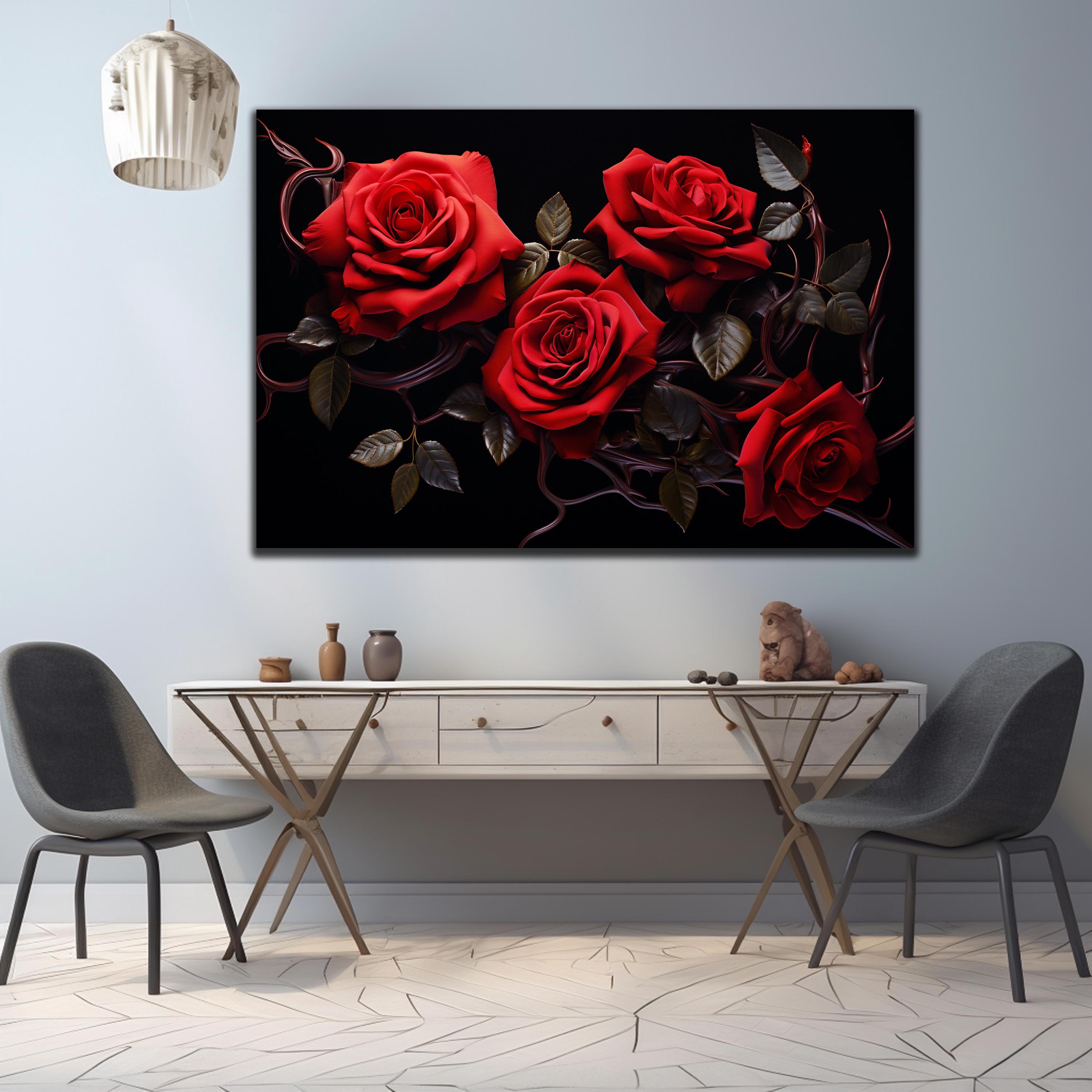 Red Rose Wall Decor, Red Rose Glass Wall Art, Natural and Vivid Wall