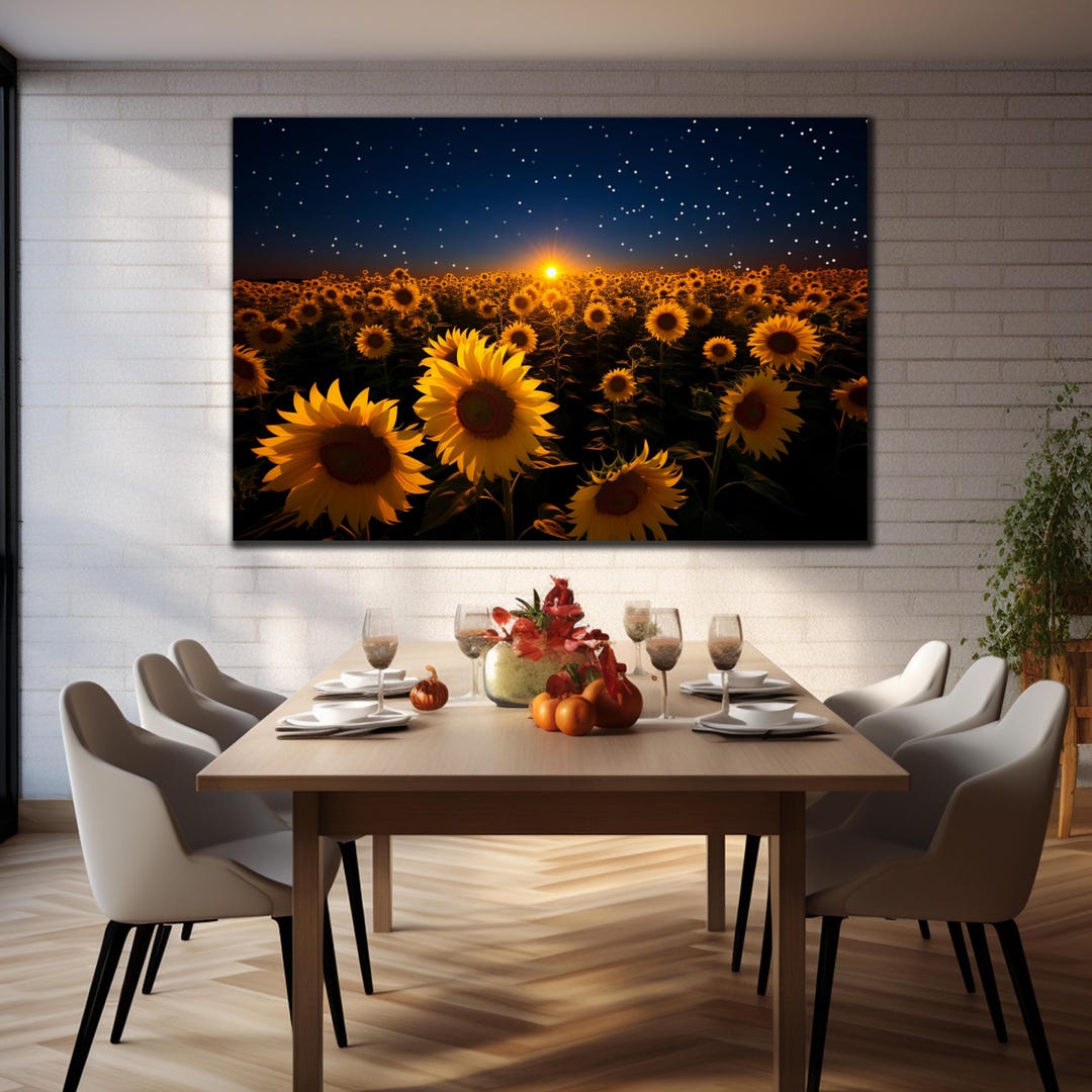 Sunflower Glass Wall Art, Sunset Flower Art, Botanical Nature Decor ...