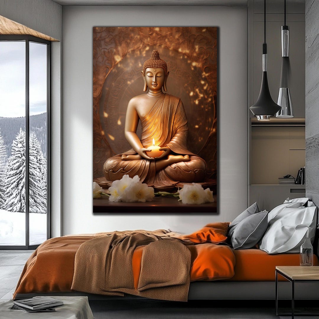 Lord Buddha Glass Art, Buddha Glass Decor, Buddhism Wall Art, Tempered ...