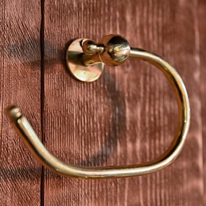 Porta carta igienica in ottone non laccato – Gancio da bagno minimalista a parete – Porta rotolo di carta igienica in ottone massiccio