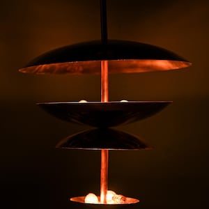 Raw COPPER Disc Chandelier – Modern Glare-Free Pendant Light – Large Mid-Century Ceiling Fixture