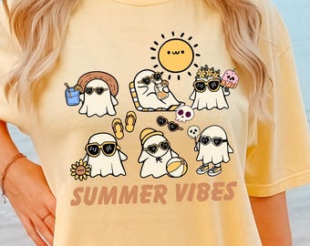Summer Vibes Ghost Shirt, Summer-ween Tshirt, Spooky Summer Tee, Summer Halloween Shirt,Beach Ghost,Halloweener Gift, Comfort Colors®